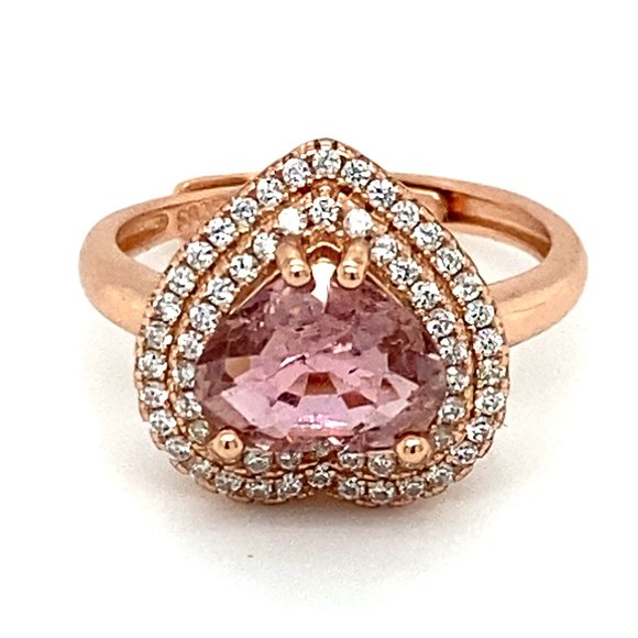 Rubellite 1.20ct Rose Gold Finish Silver Ring
